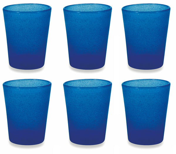 Set 6 Bicchieri Ø8x10,5 cm in Vetro Villa d'Este Home Tivoli Cancun Blu sconto