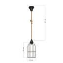 Lampada a sospensione Halat  in metallo nero e corda