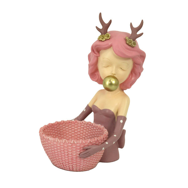 prezzo Statuina Donna in Resina rosa cm 21x15,8xh29,3