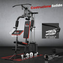 Power Tower Stazione Fitness 135x103x210cm Pesi 65kg Telaio in Acciaio Nero Rosso      