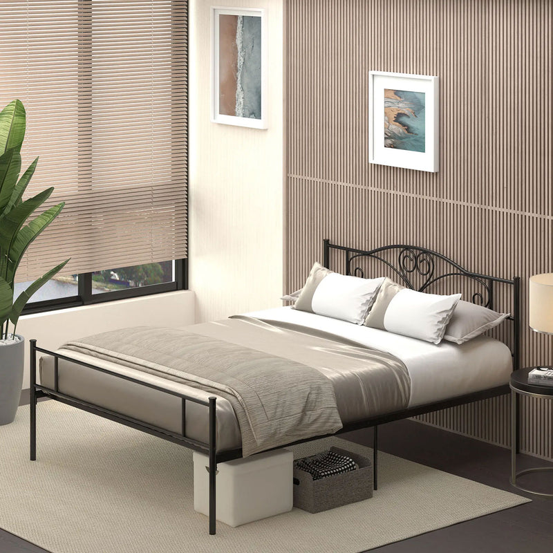 Letto sospeso in metallo 140 x 200 cm con illuminazione a LED, rete a doghe metalliche