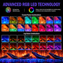 Camino Elettrico da Incasso a Parete 3 Lati Aperti 152x28x52 cm Detroit LED RGB e APP  