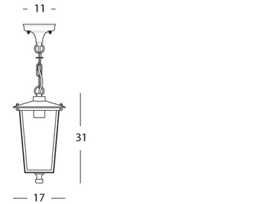Lampada Lanterna Sospesa Colore Bianco e Oro per Esterno Linea White Livos