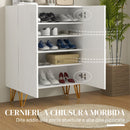 Scarpiera Moderna per 15-20 Paia di Scarpe 72x31,5x95 cm con Chiusura Ammortizzata Bianco   