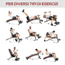 Panca Multifunzionale regolabile per Bilanciere Addominali Dorsali Manubri Elastici per Allenamento Completo 