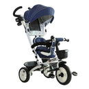 Passeggino Triciclo per Bambini con Maniglione Tetto Parapioggia Regolabile e Cestino Blu 