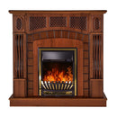 Camino Elettrico da Pavimento 112x115x30 cm Effetto Fiamma 2000W Amsterdam & Meridian Noce