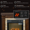 Camino Elettrico da Terra 80x21,6x67,8 cm con Timer Effetto Fiamma e Temperatura Regolabile in Legno e Metallo Marrone      