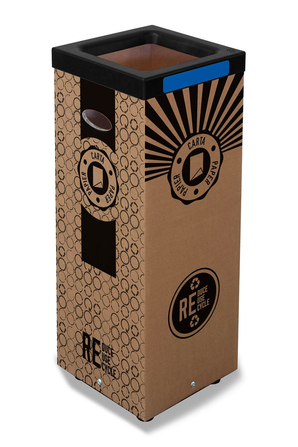 Pattumiera Per Raccolta Rifiuti 28x28xh70 cm in Cartone Con Stampa Grafica Carta Beige prezzo