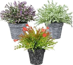 Set 3 Piante Artificiali con Vaso in Melamina Grigio e Nero acquista