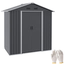 Casetta Box da Giardino con Doppia Porta Scorrevole 4 Prese d'Aria 194x110x184 cm in Acciaio Zincato Grigio 