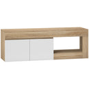Mobile TV Moderno 60" max con Armadietto 2 Ante e Ripiano Aperto 140x40x48 cm Rivestimento di Melamina Bianco e color Legno      
