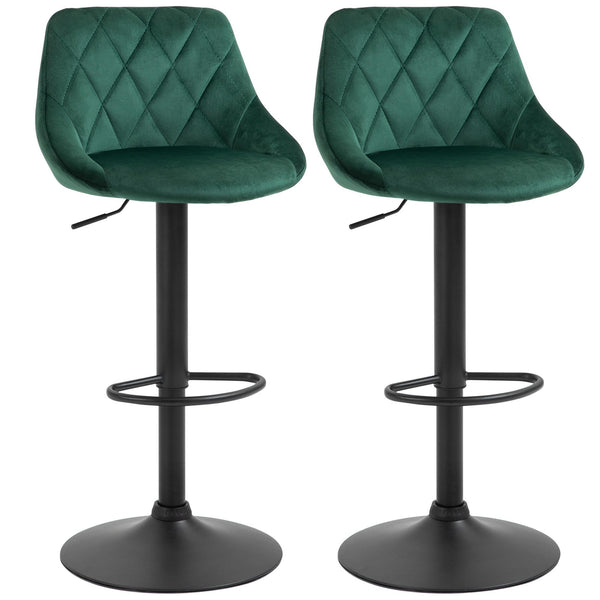 Set 2 Sgabelli da Bar 51,5x48x83-104 cm in Tessuto Effetto Velluto Verde online