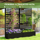 Fioriera da Esterno 89x40,5x178 cm con Spalliera per Rampicanti e Frangivista in Acciaio Zincato Nero      