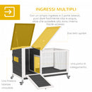 Conigliera 91x51x66 cm con Ruote in Legno di Abete Grigio Scuro e Bianco 