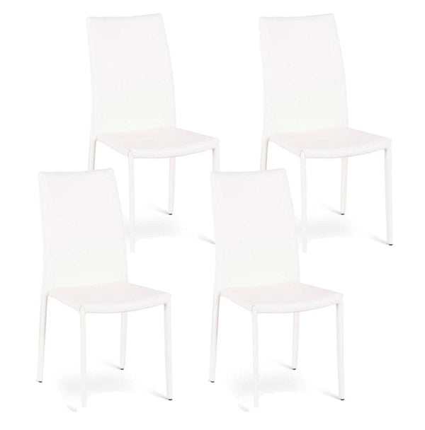 sconto Set 4 Sedie 42x41xH95 cm in Similcuoio Kitty Bianco