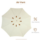 Ombrellone da Giardino con Doppio Tettuccio Ø3,25x2,50m in Legno di Bambù e Poliestere Beige
