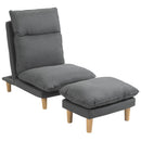 Poltrona Relax Reclinabile con Puof Poggiapiedi in Tessuto Grigio