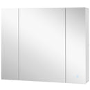 Specchio Bagno Contenitore 90x15x75 cm con Luce LED Dimmerabile a 3 Colori Ante Soft Close Ripiani Regolabili e Interruttore Touch in MDF e Vetro Bianco      
