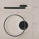 Plafoniera LED Moderna a 2 Anelli 50x40x 7,4 cm Potenza 30W in Alluminio e Acrilico Nero  