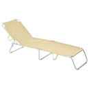 Lettino Prendisole Pieghevole con Schienale Regolabile Struttura in Acciaio Beige