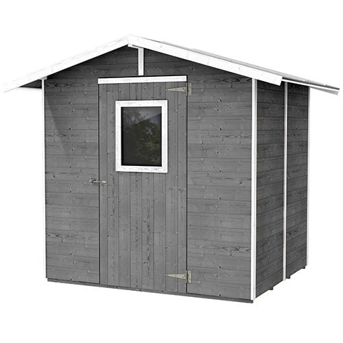 acquista Casetta Box Capanno in Legno Grigia per Attrezzi con Porta e Finestra 200X305X214Cm