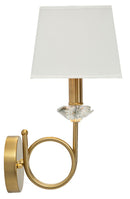 Lampada da Muro Salisburg 18x24x40 cm in Ferro e Vetro e Tessuto Oro e Bianco      