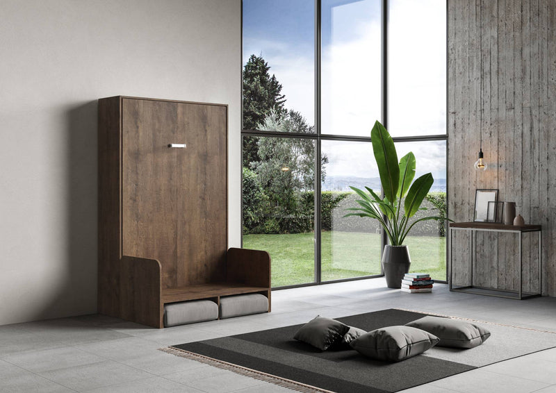 Letto 1 Piazza e Mezzo a Scomparsa Salvaspazio con Sofà Kentaro H210 cm Marrone