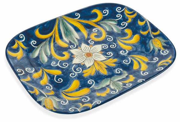 Piatto Decorativo 37x30x4 cm in Dolomite Villa d'Este Home Tivoli Sicilia Blu acquista