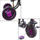 Triciclo Passeggino Seggiolino Reversibile Sedile in Pelle Fucsia