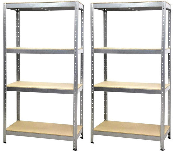 Set 2 Scaffali in Metallo 4 Ripiani in Legno Truciolato 90x40x176 cm Joker Zincato online