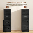Armadio per Ufficio 40x42x130,8 cm a 4 Cassetti con 2 Serrature e Barra Portadocumenti in Truciolato Nero      