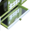 Conigliera con Corsa Vassoio Estraibile e Tetto Impermeabile in Legno Verde Bianco 155x54.5x65 cm 