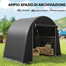 Tenda Garage per Biciclette e Attrezzi 245x120x200 cm con Ingresso a Cerniera in PE e Metallo Grigio Scuro      