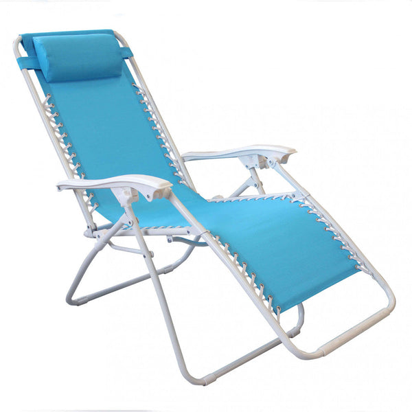 Sedia Sdraio Zero Gravity Reclinabile Pieghevole 88x65x110 h cm in Acciaio e Textilene Azzurro prezzo