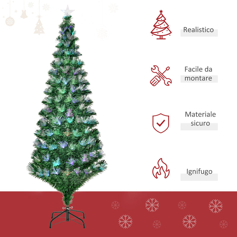 Albero di Natale Artificiale 180 cm in Fibra Ottica Foltissimo 230 LED 