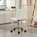 Sedia da Ufficio Regolabile 44x50x78-88 cm con Rivestimento a Bottoni in Pelle PU Bianco  