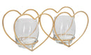 Portacandele Heart 27,5x9,5x12,5 cm in Ferro e Vetro Oro