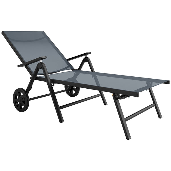 Lettino Prendisole da Giardino Pieghevole 72x158x84 cm Reclinabile in 5 Posizioni in Metallo e Textilene Grigio online