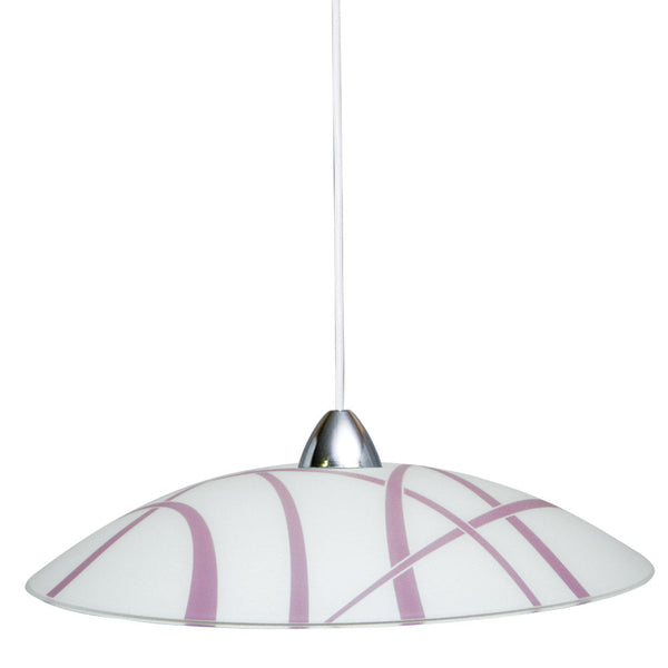 sconto Sospensione D50 1xE27 Montatura Bianco-Cromo Vetro Lastra Bianco-Viola E-Energy Dario