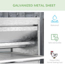 Mangiatoia per Galline 51x38x40,5 cm in Metallo Zincato e Acciaio Inossidabile Argento