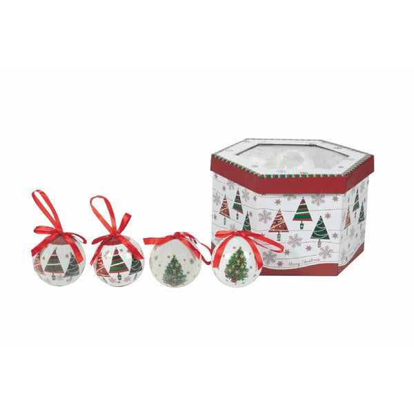 acquista Set 14 Palle di Natale Ø7,5 cm in Polyfoam con Box Fiocchi e Alberi