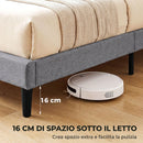 Struttura Letto Matrimoniale Imbottita 150x195x107 cm con Testiera Trapuntata in Tessuto Grigio      