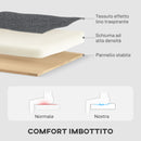 Divano Letto 3 Posti 197x129x85 cm con Chaise e Spazio Contenitore in Tessuto Effetto Lino Grigio Carbone      