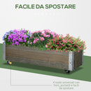 Fioriera Rettangolare 96x30,6x30 cm con Ruote e Freno in Legno di Abete Grigio  