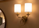 Lampada da Muro Zagabria 35,5x17x43 cm in Ferro e Tessuto Oro e Bianco      