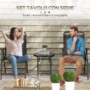 Set 3 Pezzi da Giardino con 2 Sedie 53,5x64x93 cm e Tavolino da Caffè Ø45x50 cm in Metallo Nero      