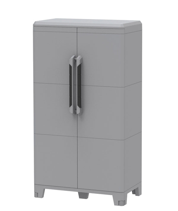acquista Armadio Portascope Modulare da Esterno 78x43,6x143 cm 2 Ante 2 Ripiani in Polipropilene Transforming Grigio e Nero