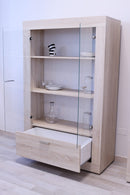 Vetrina Mobile da Salotto 2 Ante 1 Cassetto 102x43x162cm TFT  Rustic Quercia Samoa