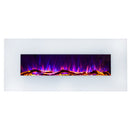 Camino Elettrico da Parete 55x128x14 cm Effetto Fiamma 1500W Madrid Led Bianco